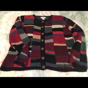 Multi-Colored Button-Up Sweater
